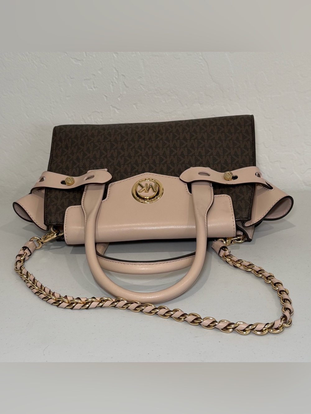 Michael Kors Carmen Medium Logo Belted Satchel - Picture 8 of 11